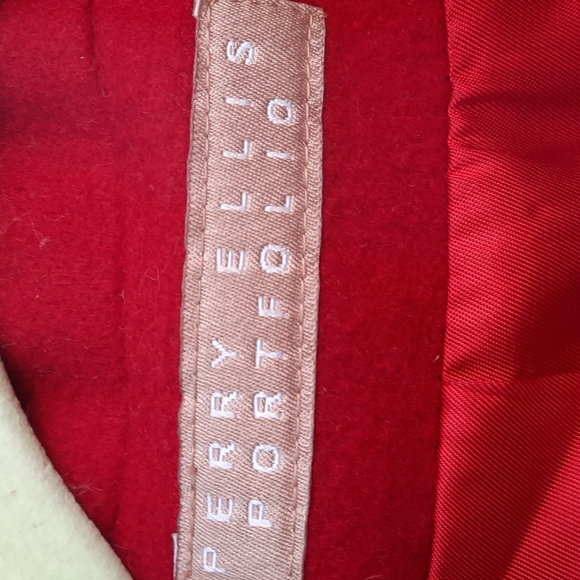 Vintage Red Wool Coat 14 Perry Ellis Portfolio - Picture 2 of 6